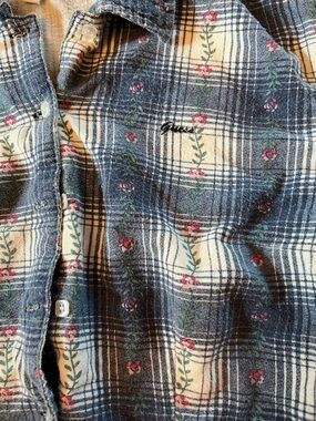 Vintage Guess jeans flannel crop top
